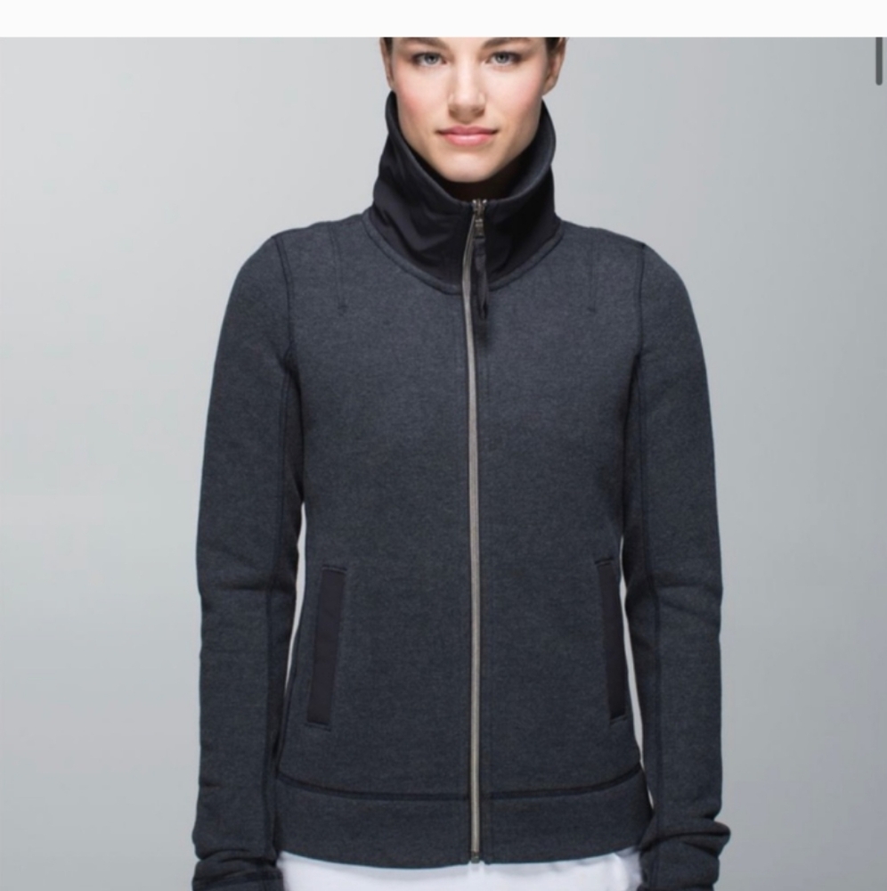 Lululemon Jacket Womens En Route Zip Gray Sz 4 Back Zipper Expansion Athletic